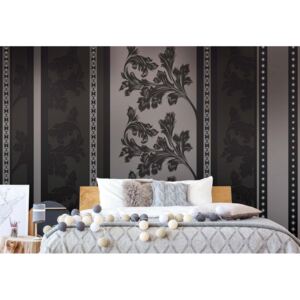 Fototapet - Floral Design Black And Grey Vliesová tapeta - 416x254 cm