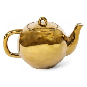 Ceainic auriu din portelan 23,8x15 cm Fingers Seletti
