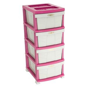 Dulap plastic Universal pentru depozitare, cu 4 sertare, Elegant, roz