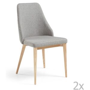 Set 2 scaune cu picioare de lemn La Forma Roxie, gri deschis