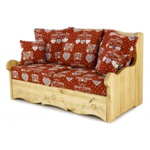 Canapea maro / rosie pentru 2 persoane din lemn de pin Dahu Zago