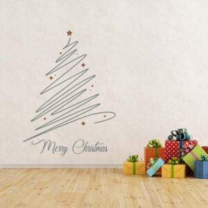Merry Christmas - autocolant de perete Gri și maro 90 x 70 cm