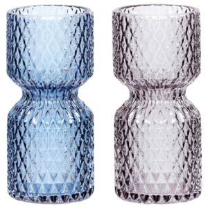 Set 2 vaze din sticla albastru si gri 7x15 cm Hubsch
