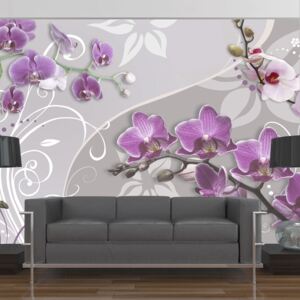 Fototapet - Flight of purple orchids 100x70 cm