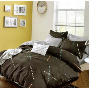 Lenjerie de pat confortabilă în maro cu puncte colorate 3 părți: 1buc 160 cmx200 + 2buc 70 cmx80