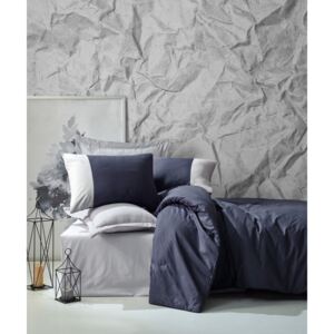Lenjerie de pat cu cearșaf din bumbac, pentru pat dublu Cotton Box Plain Dark Blue Grey, 200 x 220 cm