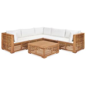 Set mobilier de grădină cu perne, 6 piese, lemn masiv de tec