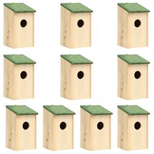 Căsuțe de păsări ,10 buc., 12 x 12 x 22 cm, lemn masiv de brad