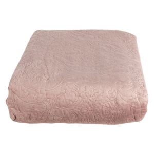Set cuvertura de pat si 2 fete de perna din bumbac si poliester matlasat roz 230 cm x 260 h