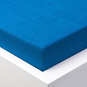 Cearșaf cu elastic frotir EXCLUSIVE de culoare albastru regal pat simplu 2 buc