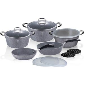 Set oale si tigai marmorate (13 piese) din aluminiu forjat Gray Stone Touch Line Berlinger Haus BH 6176