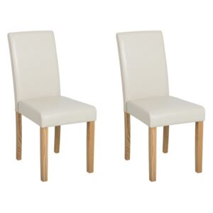 Zondo Set 2 buc. scaune pentru sufragerie BORWAY (piele) (bej)