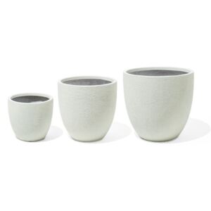 Zondo Set 3 buc ghiveci KERMAN (ceramică) (alb)