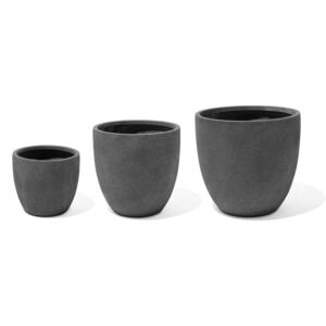 Zondo Set 3 buc ghiveci KERMAN (ceramică) (negru)