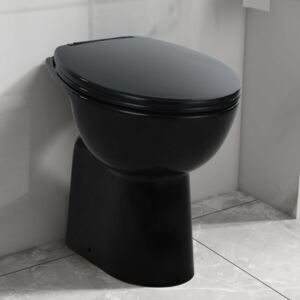 Vas WC fără ramă închidere silențioasă, + 7 cm, negru, ceramică