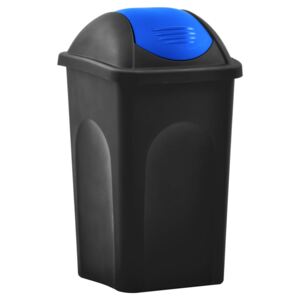 Coș de gunoi cu capac oscilant, negru și albastru, 60L