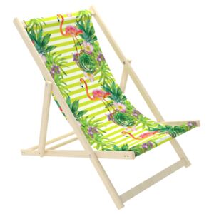 Scaun de plaja pentru copii Flamingo si flori tropicale M - capacitate de incarcare: 70 kg