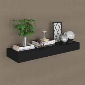 Raft de perete suspendat cu sertar, negru, 80 x 25 x 8 cm