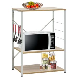 Dulap cuptor microunde, alb și stejar, 60 x 39,6 x 79,5 cm, PAL