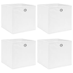 Cutii depozitare, 4 buc., alb, 32x32x32 cm, textil