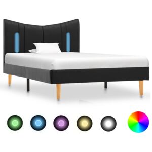 Cadru de pat cu LED, negru, 90 x 200 cm, piele artificială