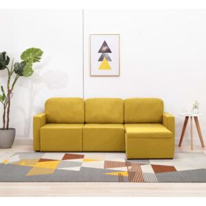 Canapea extensibilă modulară cu 3 locuri galben material textil