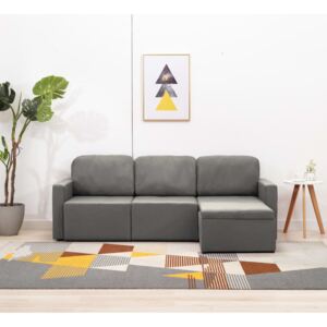Canapea extensibilă modulară, 3 locuri, gri taupe, textil