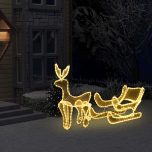 Instalație lumini Crăciun, ren și sanie cu plasă, 216 LED-uri