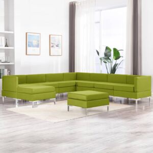 Set de canapele, 9 piese, verde, material textil