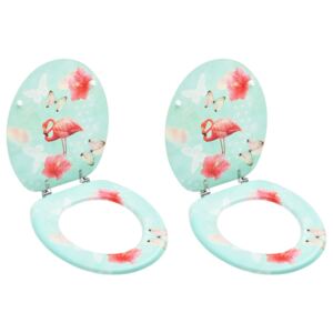Scaune WC cu capac, 2 buc., MDF, model flamingo