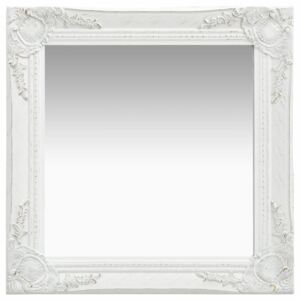 Oglindă de perete în stil baroc, alb, 50 x 50 cm