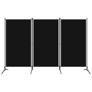 Paravan de cameră cu 3 panouri, negru, 260 x 180 cm