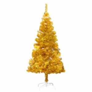 Pom de Crăciun artificial cu suport, auriu, 152 cm, PET