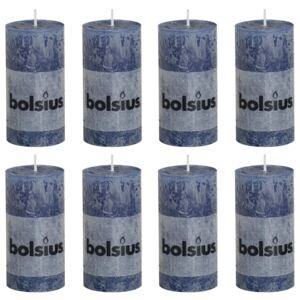 Bolsius Lumânări bloc rustice, 8 buc., albastru închis, 100 x 50 mm 103868080365