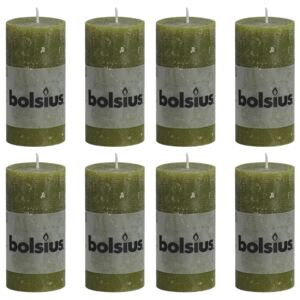 Bolsius Lumânări bloc rustice, 8 buc., oliv, 100 x 50 mm 103868080370