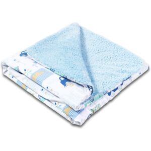 Paturica dubla pufoasa cu doua fete 100x78 cm Kidizi Fluffy Busy City