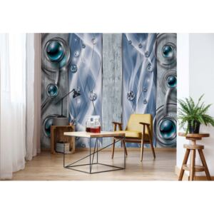 Fototapet - Luxury 3D Silver And Blue Ornamental Design Vliesová tapeta - 368x254 cm