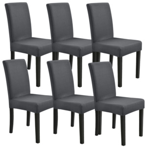 Set 6 bucati huse pentru scaune - poliester/elastan - gri inchis