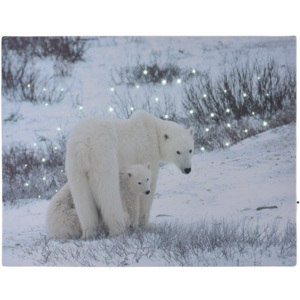 Tablou LED Bears in winter, 40 x 30 cm
