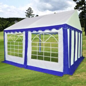Pavilion de grădină, albastru și alb, 4 x 4 m, PVC