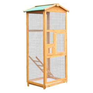 PawHut Colivie pentru Păsări Papagal Mare din lemn pentru Grădină 68x63x165 cm
