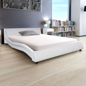 Cadru de pat, alb, 140 x 200 cm, piele artificială
