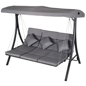 Outsunny Balansoar  cu 3 scaune din material textil cu perne si acoperis reglabil gri 200 x 115 x 168 cm
