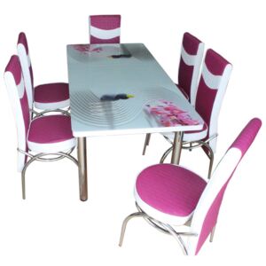 Set Masa Extensibila cu 4 scaune,3D roz,masa ext.170x80cm