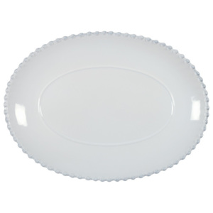 Tavă ovală din ceramică Costa Nova Pearl, lățime 30 cm, alb