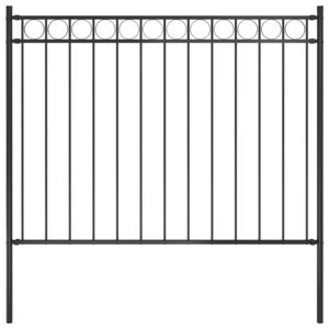Gard de grădină, negru, 1,7 x 1 m, oțel