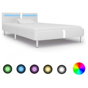Koohashop Cadru de pat cu LED alb 90 x 200 cm piele artificiala