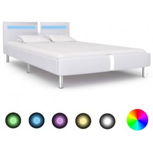 Koohashop Cadru de pat cu LED alb 120 x 200 cm piele ecologica