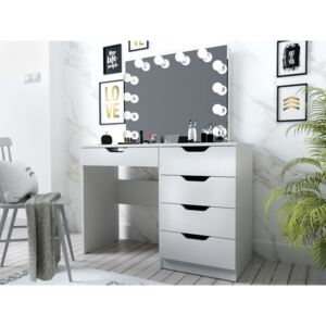 SEA514 - Set Masa toaleta, 110 cm, cosmetica machiaj cu sau fara scaun, masuta vanity, oglinda cu LED-uri - Alb