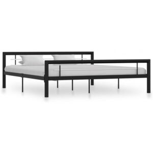 Cadru de pat negru și alb 180 x 200 cm metal